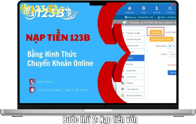 Bước thứ 2: Nạp tiền vốn